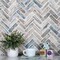 Apollo Tile Sample of Blue/Beige Herringbone 11"X12.6" Recycled Glass Mosaic Tile APLNNC9906BLEC35 Sample - alternate 2
